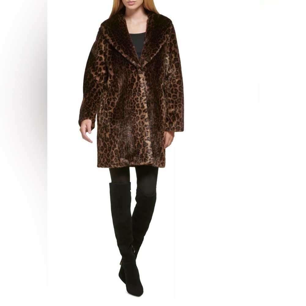 Donna Karan Women's Shawl Collar Snap Closure Coat